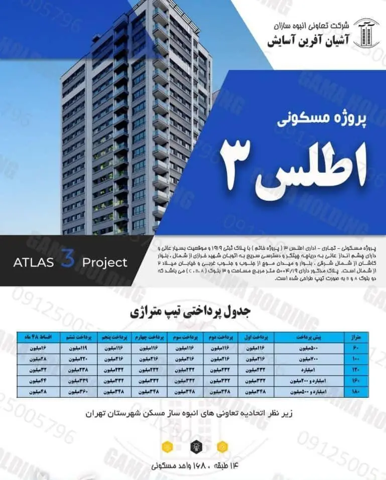 جدول پرداختی نیپ متراژی اطلس 3