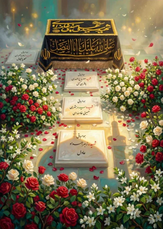 کتیبه عمودی ویژه شهادت رهبر انقلاب طرح شماره 20290