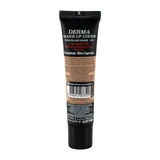 پشت تیوب کرم پودر مات گابرینی مدل Derma با نوشته‌های محصول، بارکد و درپوش مشکی