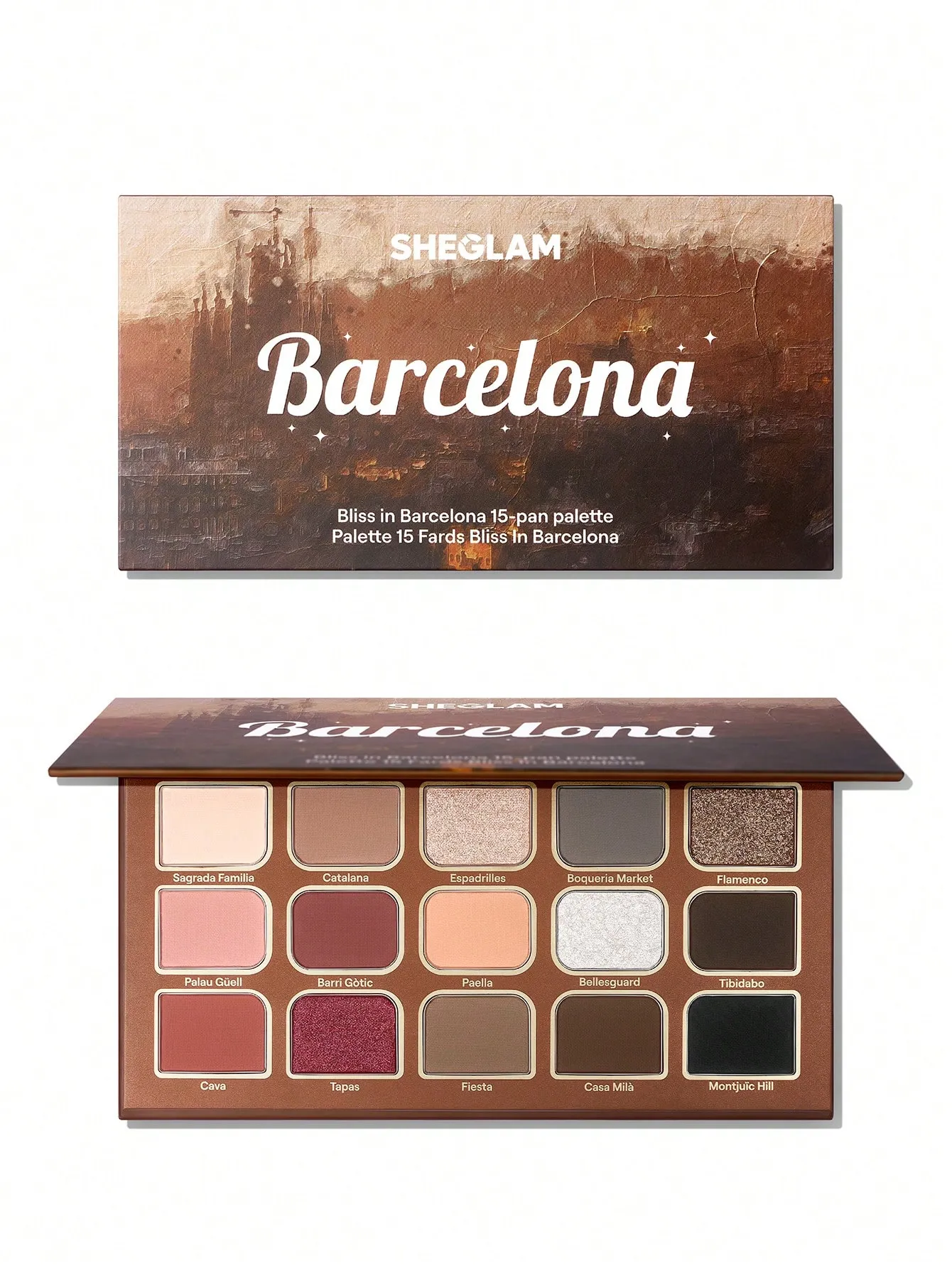پالت سایه چشم ۱۵ رنگ شیگلم مدل Bliss in barcelona