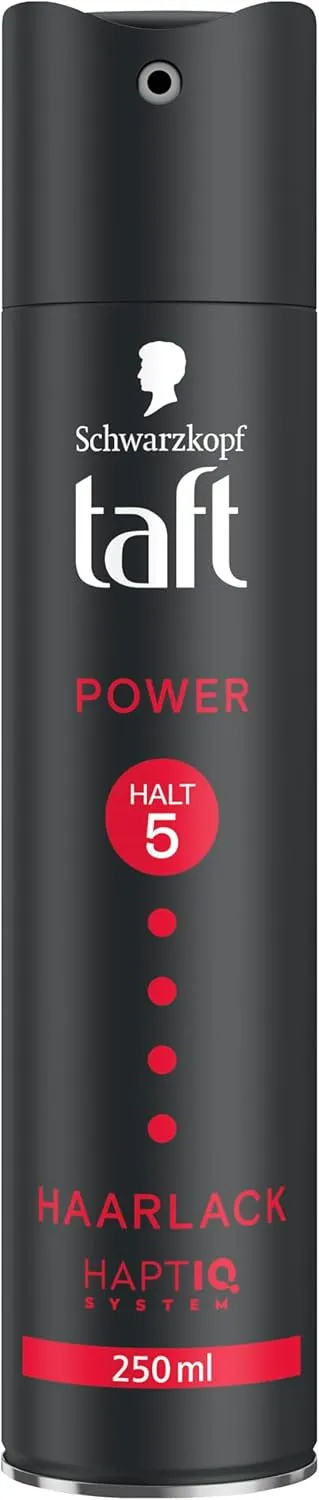 اسپری حالت‌دهنده و نگهدارنده مو تافت Power 5 با قوطی مشکی، نوشته‌های قرمز، نشان Schwarzkopf و حجم ۲۵۰ میلی‌لیتر