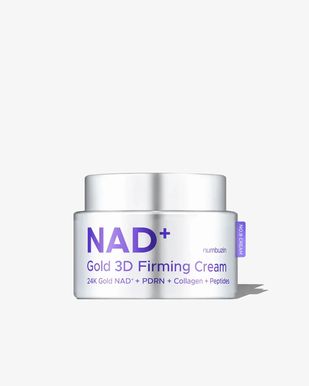 کرم ضد چروک و سفت کننده صورت نامبوزین در ظرف کاسه‌ای سفید و نقره‌ای با نوشته NAD+ Gold 3D Firming Cream