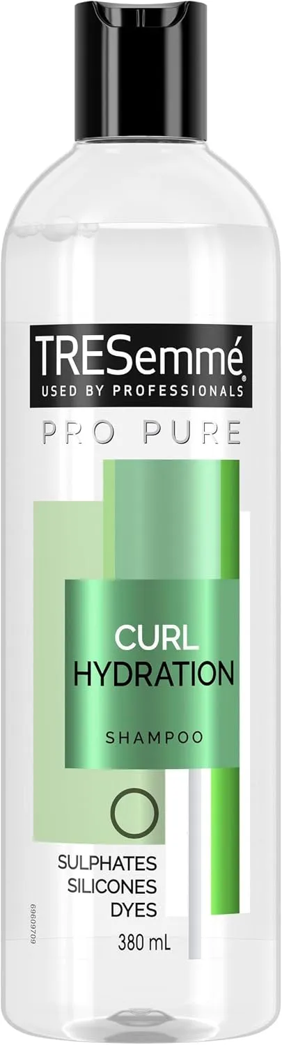 بطری شامپو فاقد سولفات و آبرسان ترزمی مدل Curl Hydration برای موهای فر، با بسته‌بندی شفاف و درپوش مشکی