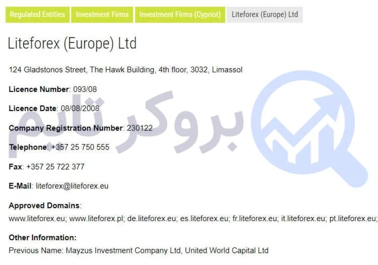 لایت فایننس | Litefinance 16 رگولاتوری CySEC بروکر لایت فایننس
