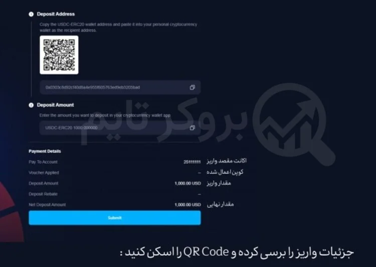 مونتا مارکتس | Moneta Markets 7 آموزش واریز به حساب معاملاتی در بروکر مونتا مارکتس از طریق ارز دیجیتال