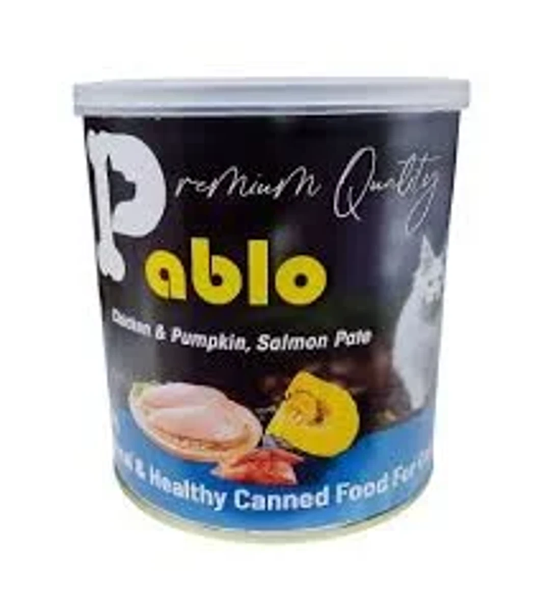 کنسرو گربه پابلو سوپر پرمیوم طعم مرغ و ماهی سالمون و کدو تنبل ۸۰۰ گرم