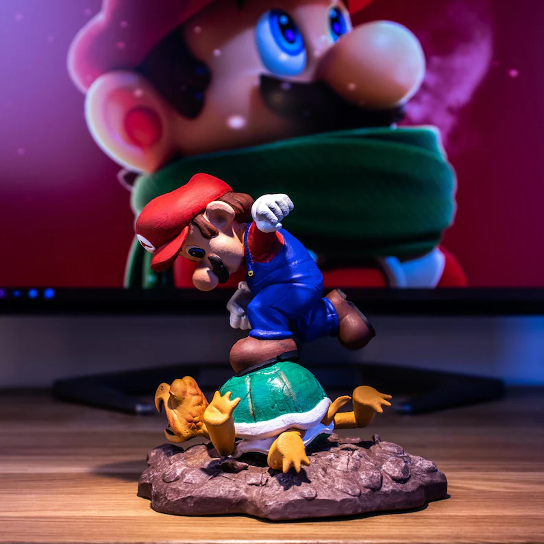 فیگور سوپر ماریو در حال پرش روی لاکپشت (Koopa) – بازی Super Mario - تصویر 1