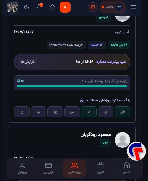 لیست ورزشکاران؛ مدیریت و دسترسی سریع به شاگردان