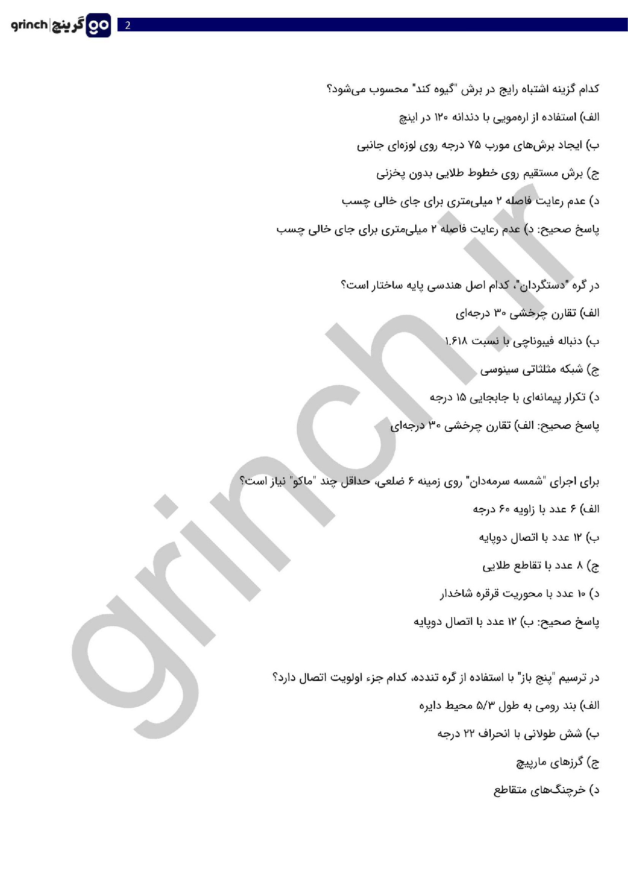 دانلود نمونه سوالات آینه کار پیشرفته فنی حرفه ای با جواب pdf (ویرایش 1404)