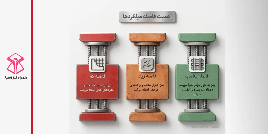 اینفوگرافی فاصله آزاد بین میلگردها