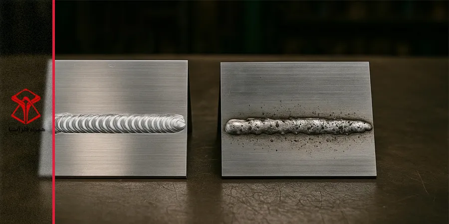 نمونه جوشکاری صحیح و ناصحیح پروفیل سبک در آموزش جوشکاری