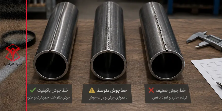 کیفیت خط جوش یکی از اصلی&zwnj;ترین معیارها در خرید لوله مبلی است