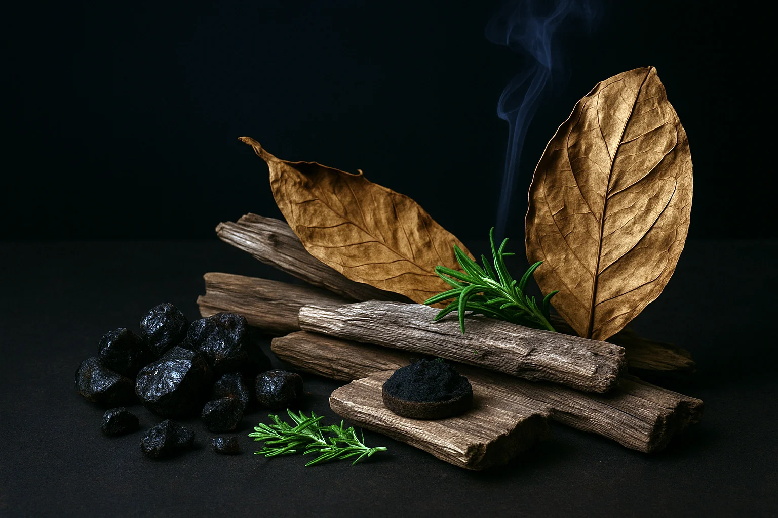 ترکیب نتهای سبز، دودی و چوبی بلک افغان نمای انتزاعی از نتهای سبز، دودی و چوبی بلک افغان