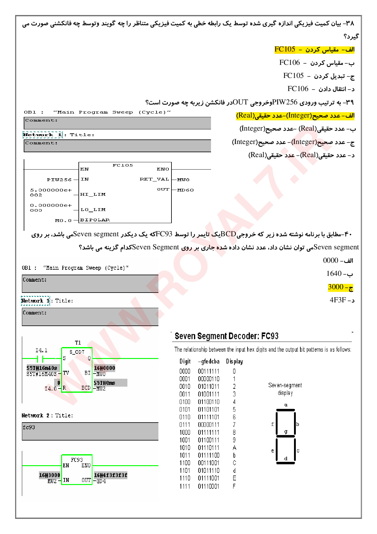 دانلود 360 نمونه سوال كارور PLC درجه 1 فنی حرفه ای