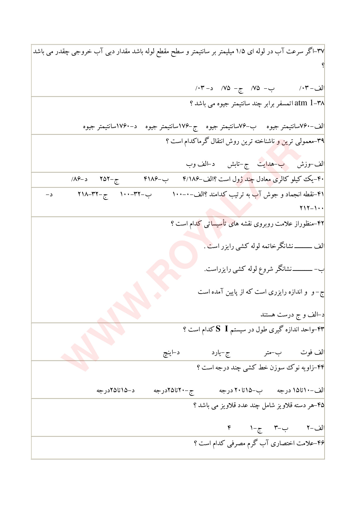 دانلود 450 نمونه سوال تعمیر آبگرمکن دیواری فنی حرفه ای