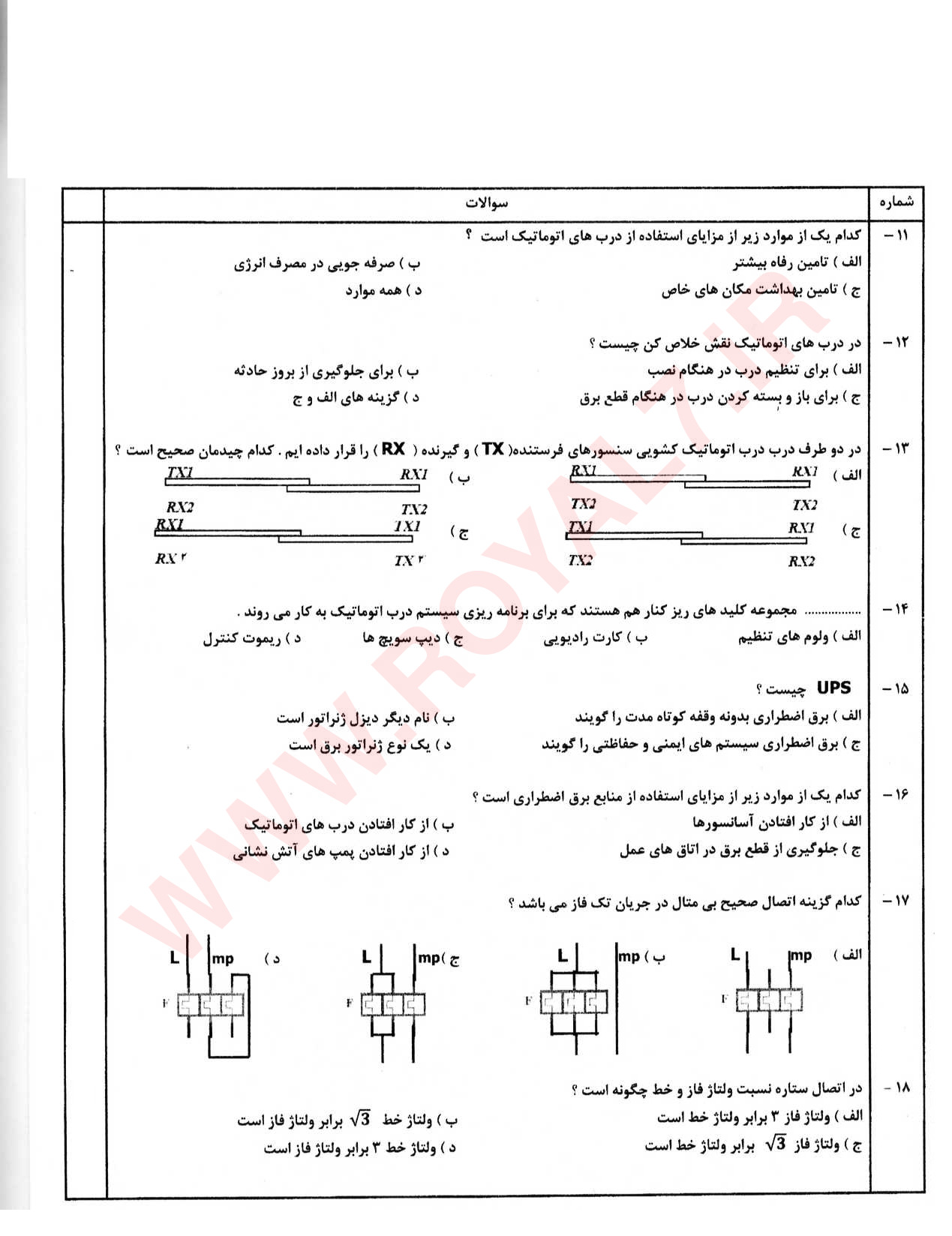 دانلود 765 نمونه سوال برق ساختمان درجه 1 فنی حرفه ای