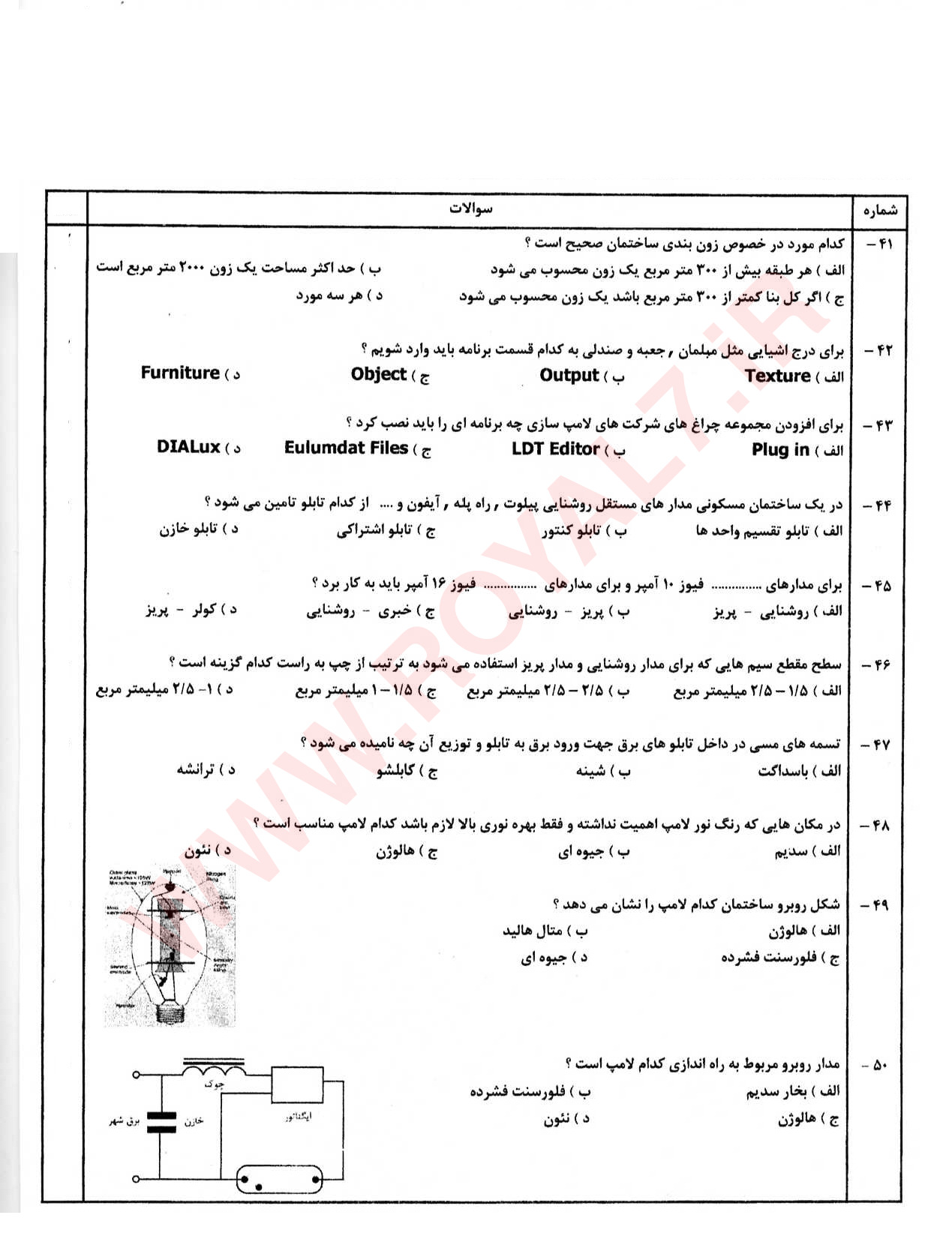 دانلود 765 نمونه سوال برق ساختمان درجه 1 فنی حرفه ای