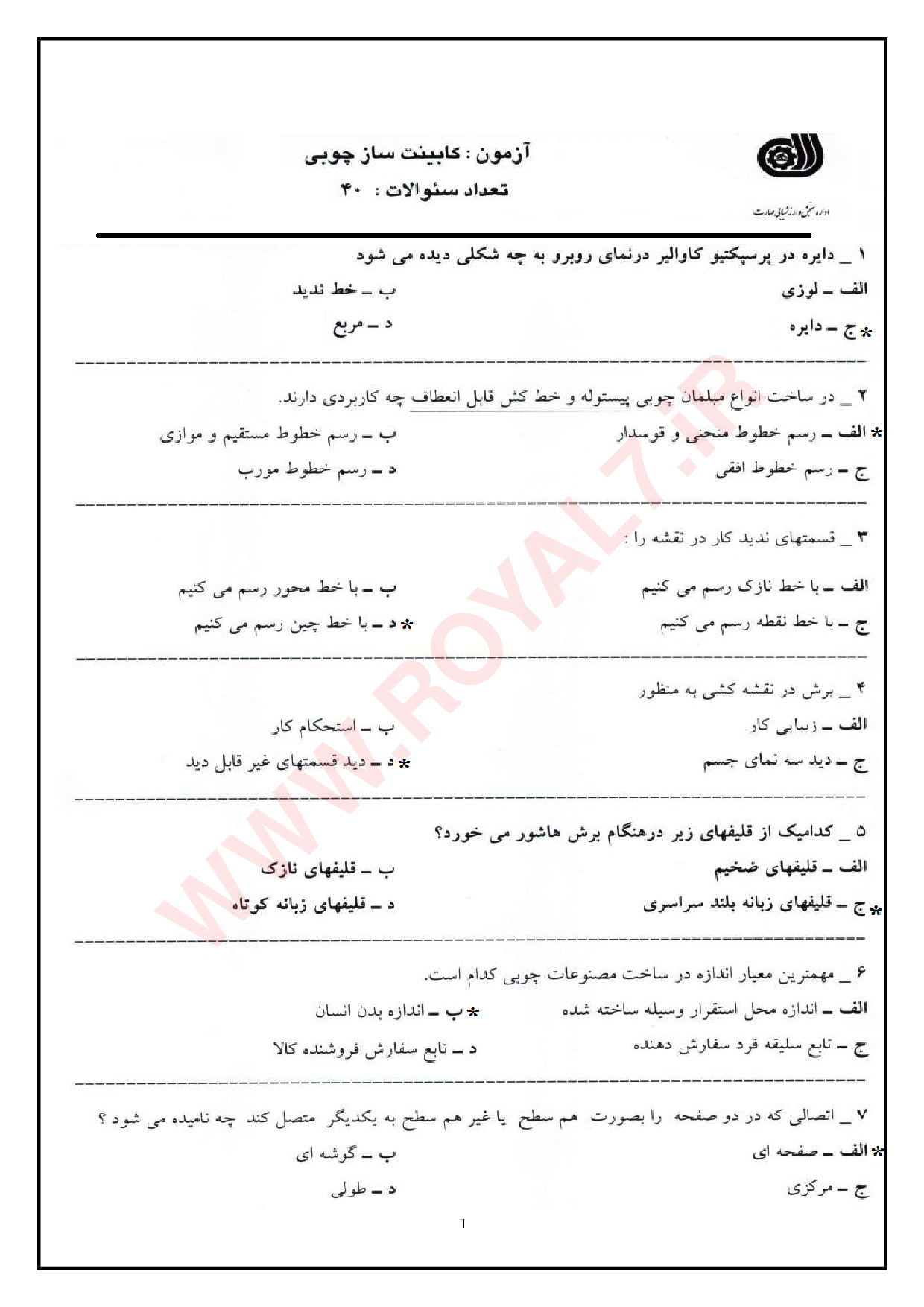 دانلود 900 نمونه سوال کابینت سازی چوبی فنی حرفه ای