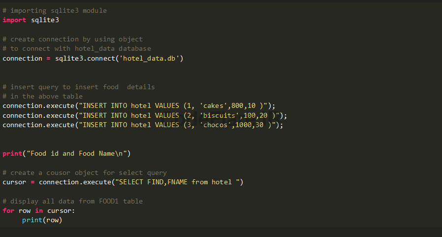 نمونه کد ذخیره اطلاعات در دیتابیس sqlite در پایتون