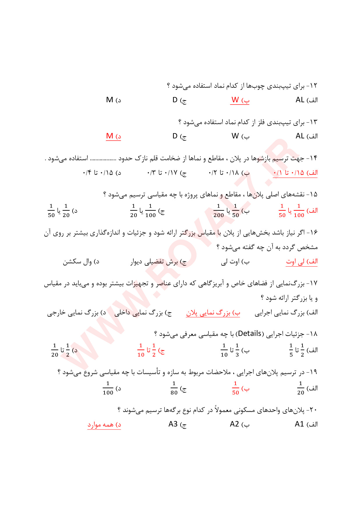 دانلود 435 نمونه سوال طراحی معماری داخلی فنی حرفه ای