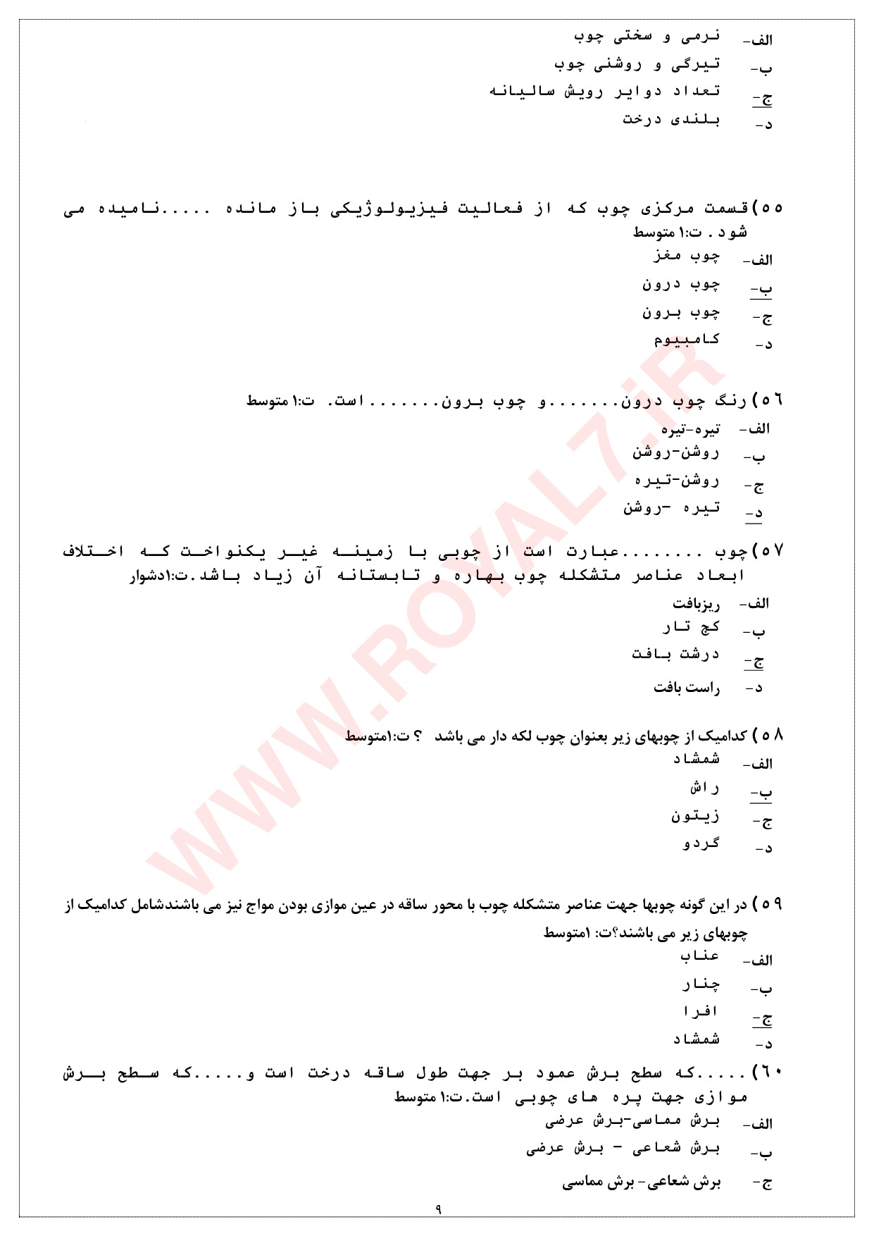 نمونه سوالات سازنده زیورآلات چوبی فنی حرفه ای با جواب