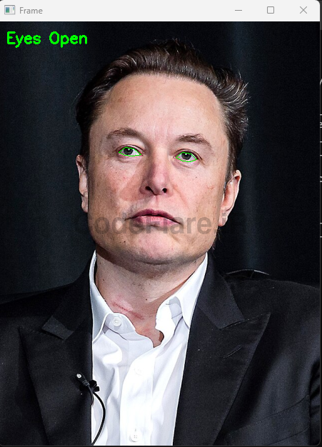 نمونه اجرای سورس تشخیص باز یا بسته بودن چشم در پایتون