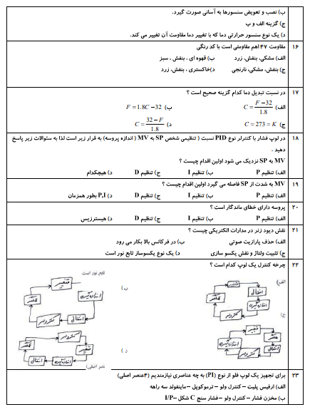 دانلود نمونه سوالات ابزار دقیق فنی و حرفه ای 1403