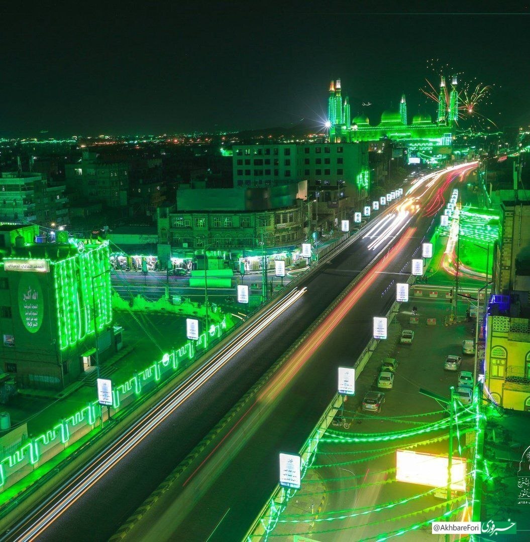 عکس: یمن در آستانه میلاد پیامبر سبزپوش شد