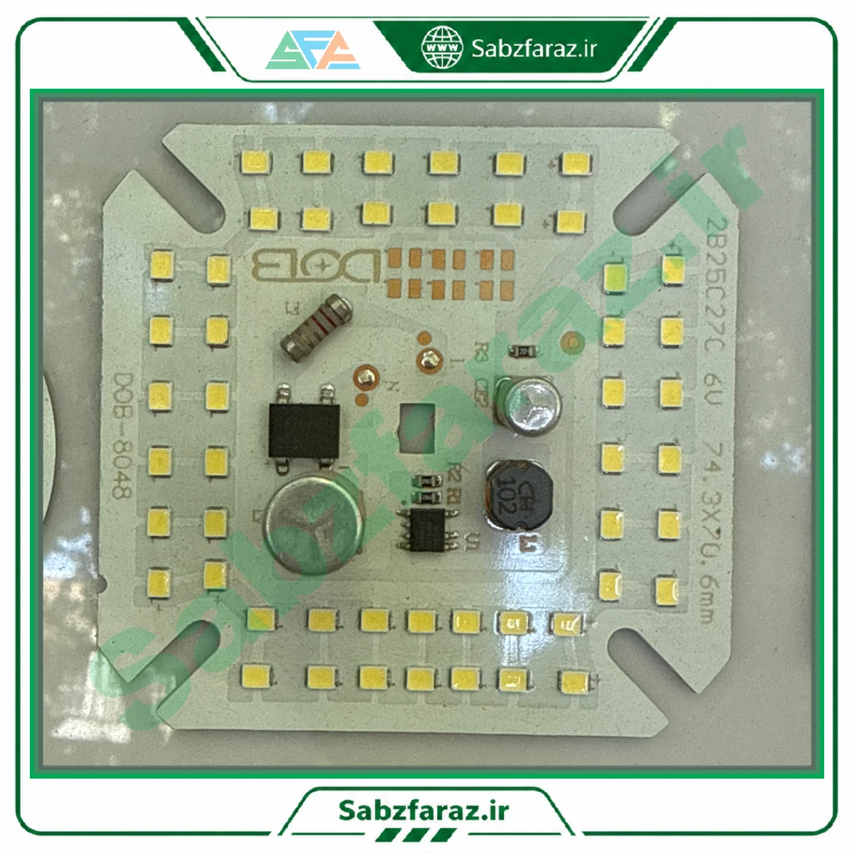 پنل LED مدل DOB توان 50 وات ابعاد 74.3 در 70.6 میلیمتر