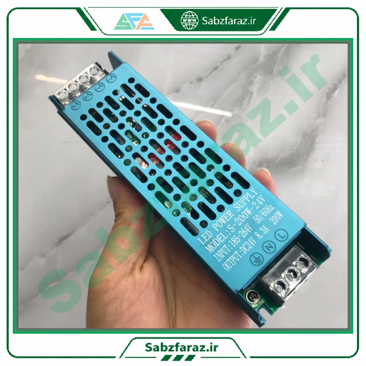 منبع تغذیه سوئیچینگ ۲۴ ولت ۸.۳ آمپر ۲۰۰ وات مدل S-200W-24V