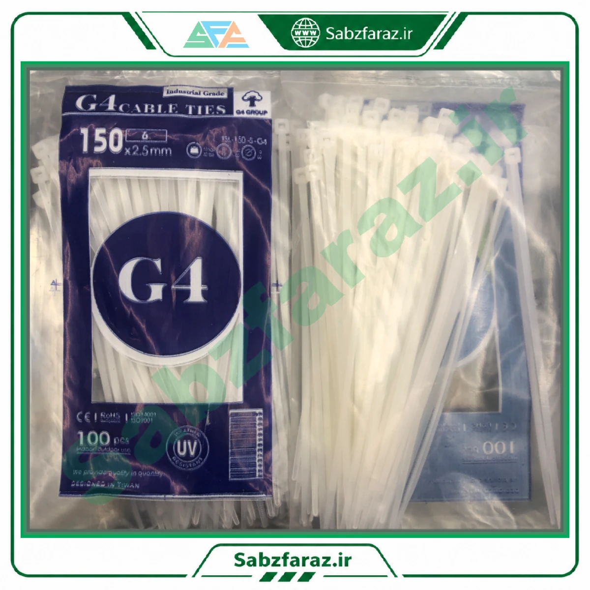 بسته ۱۰۰ عددی بست کمربندی ۱۵ سانتی متری برند G4 مدل TSL-150-S-G4