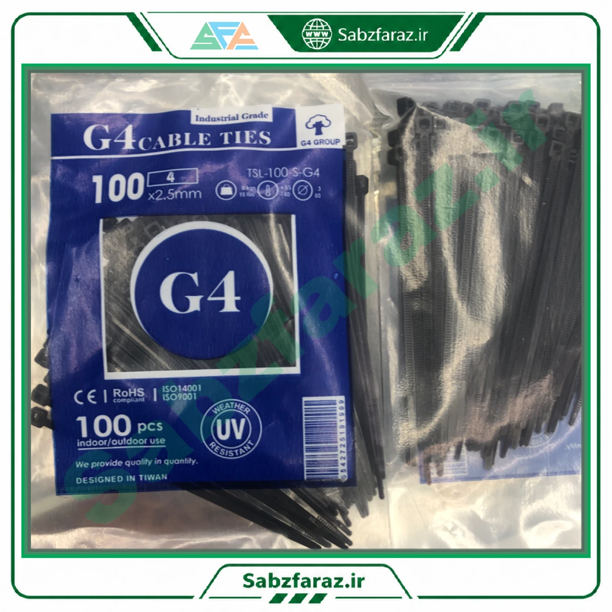 بست کمربندی مشکی G4 مدل TSL-100-S-G4 بسته 100 عددی