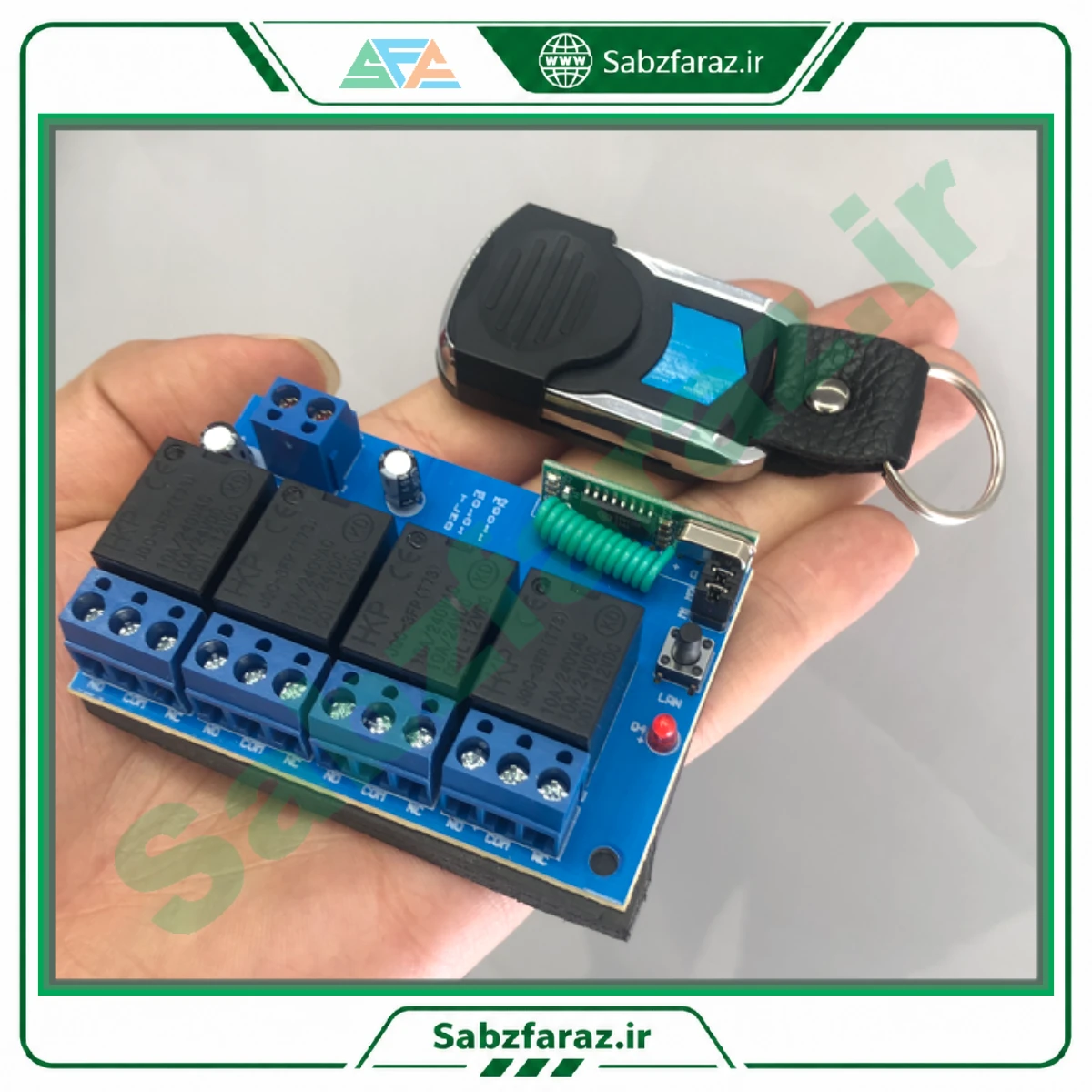 ماژول گیرنده رله ای ۱۲ ولت 433 مگاهرتز لرن کد چهار کانال به همراه ریموت