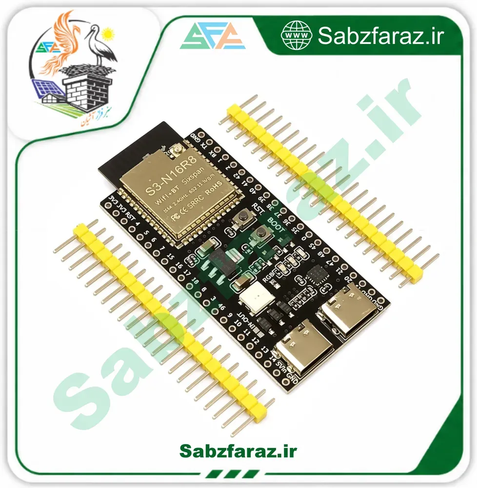 برد توسعه وای‌فای و بلوتوث ESP32-S3-WROOM-1-N16R8 (16MB Flash, 8MB PSRAM)