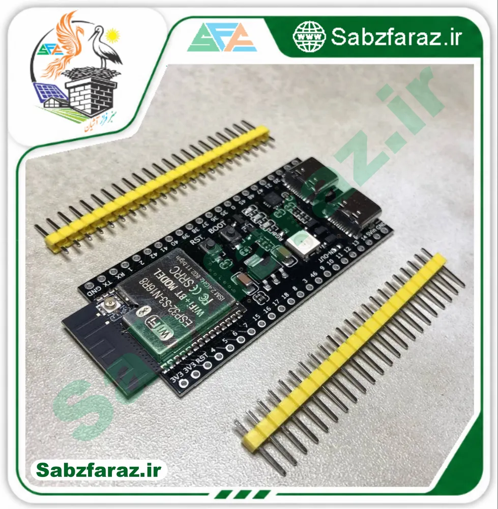 برد توسعه وای‌فای و بلوتوث ESP32-S3-WROOM-1-N16R8 با قابلیت آنتن خارجی
