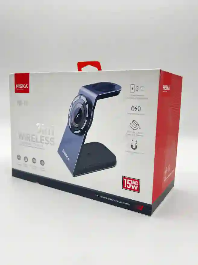 شارژر بی‌سیم ۳ کاره هیسکا مدل HISKA HR-10 3-in-1