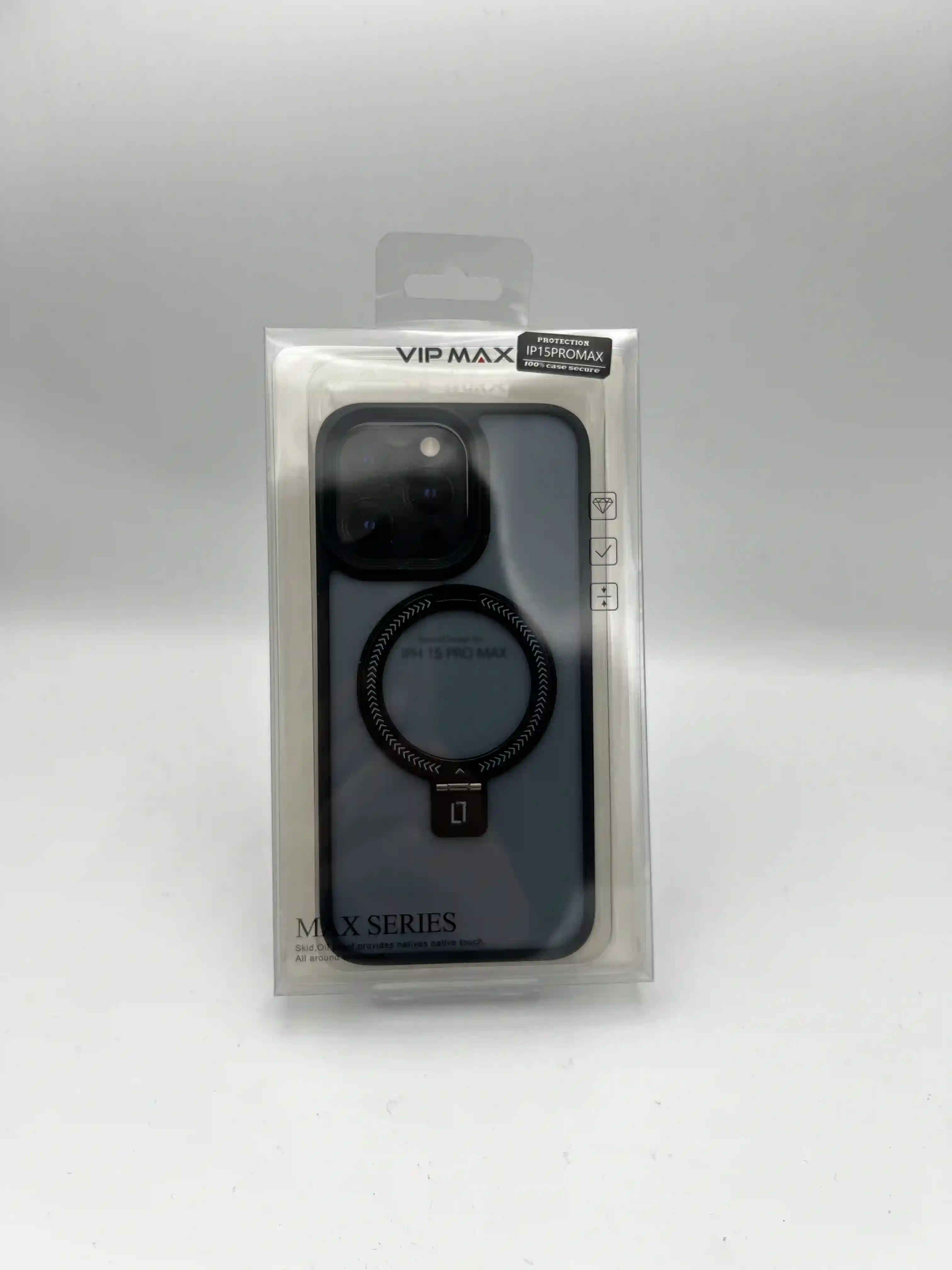 کاور مگسیف VIP MAX با حلقه هولدر بافتدار | قاب مات ضد ضربه iPhone 15 ProMax