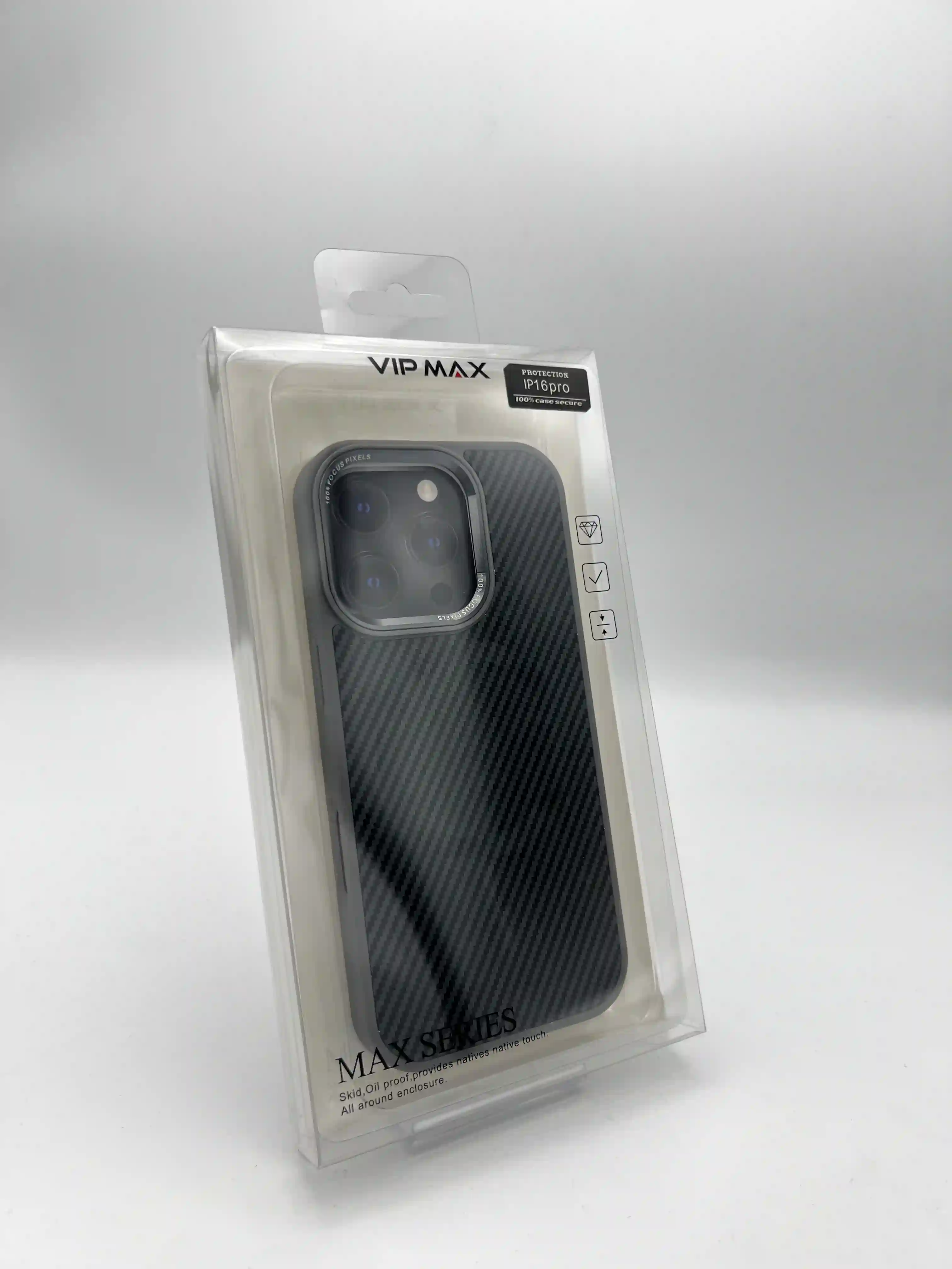 کاور VIP MAX طرح فیبر کربن (MAX SERIES) | قاب ضد ضربه iPhone 16 Pro