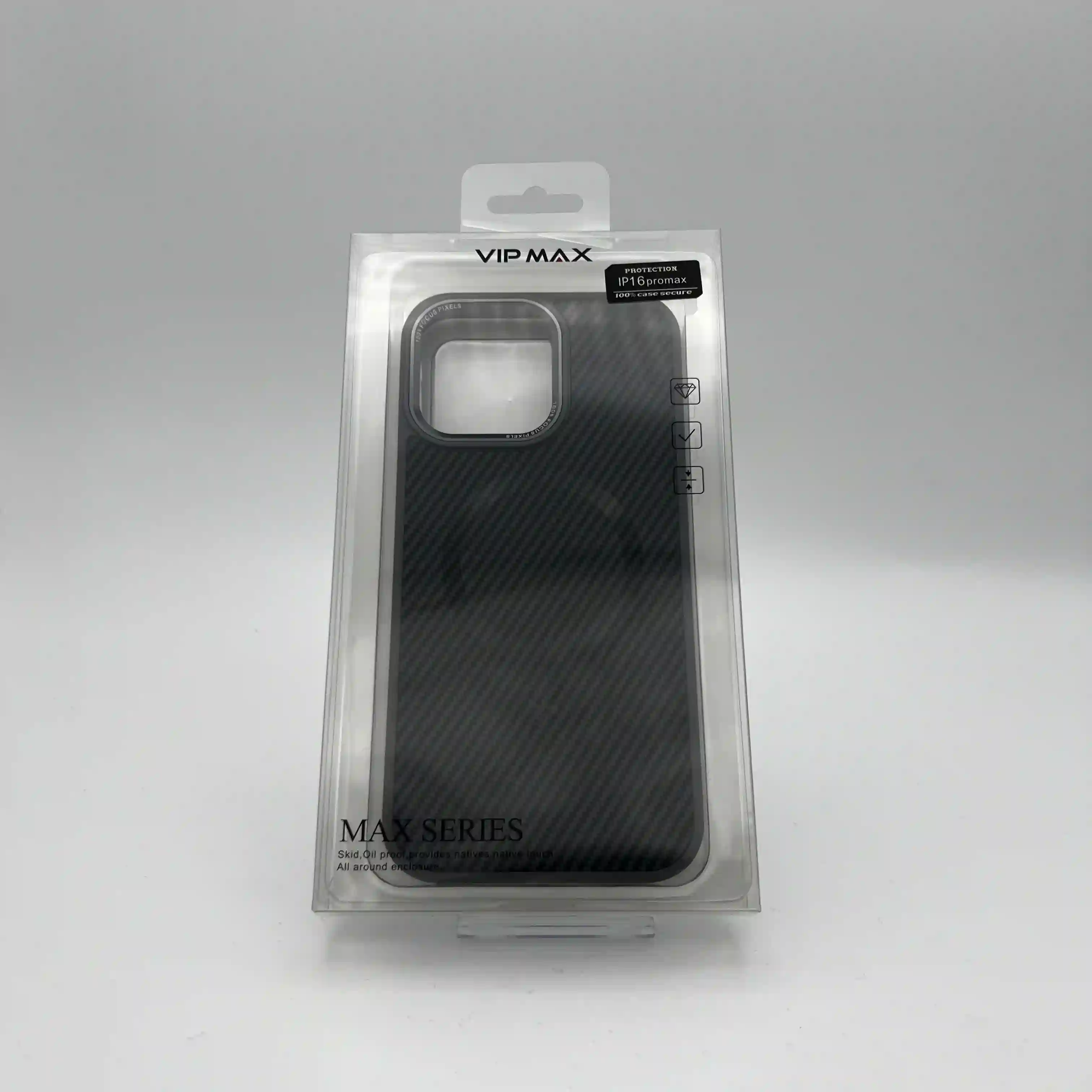 کاور VIP MAX طرح فیبر کربن (MAX SERIES) | قاب ضد ضربه iPhone 16 Pro Max