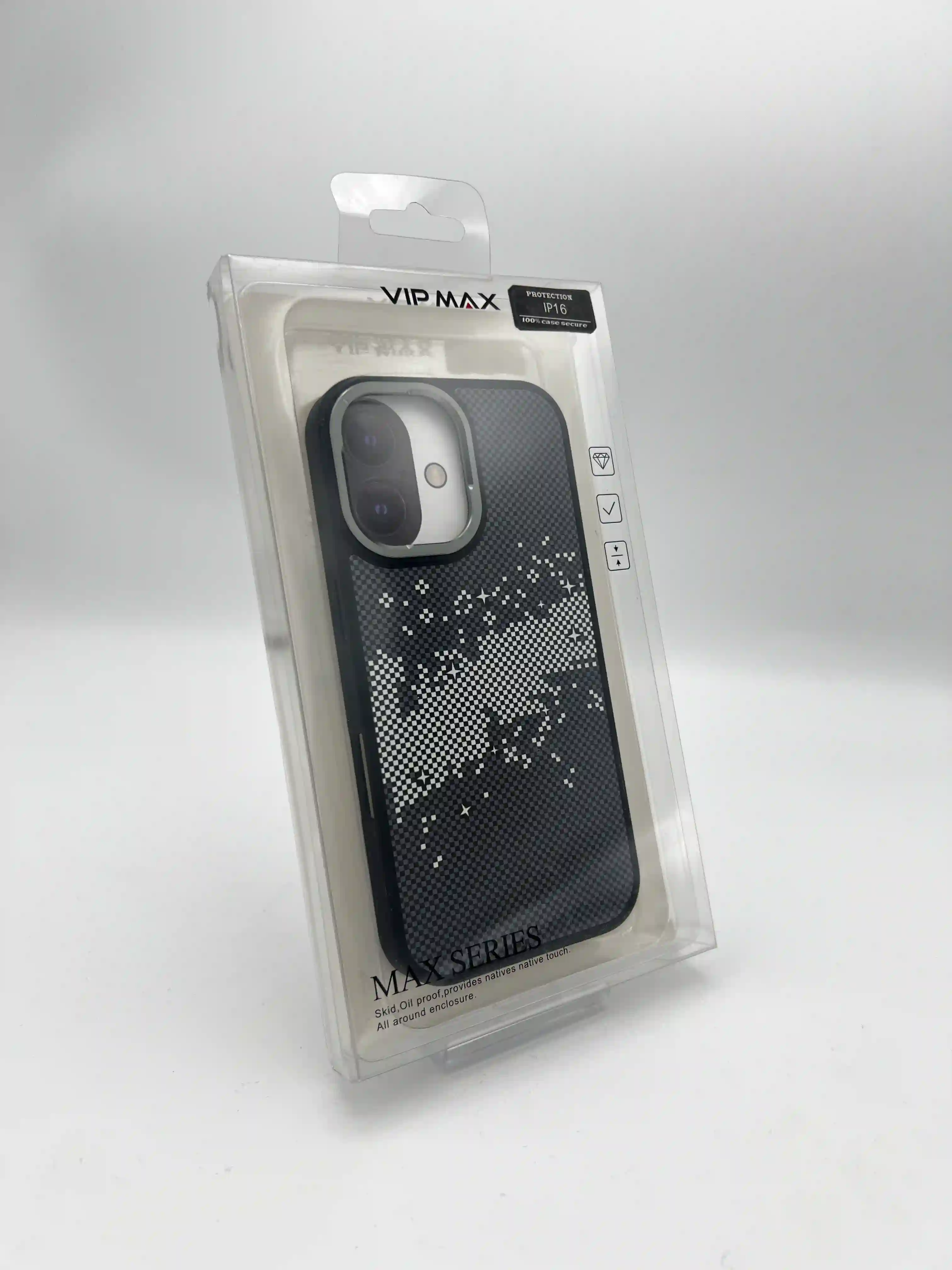 گارد VIP MAX مدل Max Series | طرح کربن با پترن شبکه برای iPhone 16 Normal