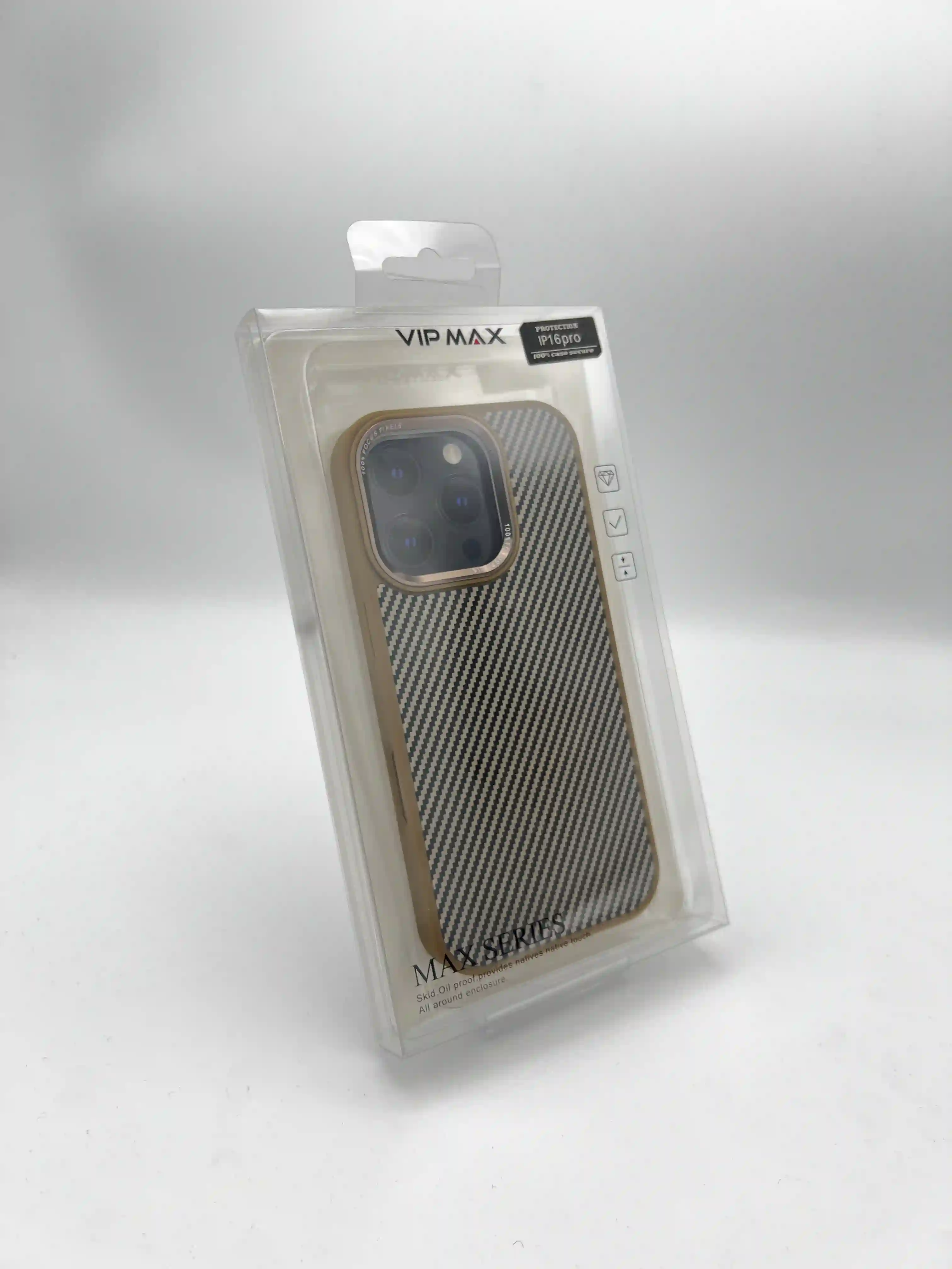 کاور VIP MAX طرح فیبر کربن (MAX SERIES) | قاب ضد ضربه iPhone 16 Pro