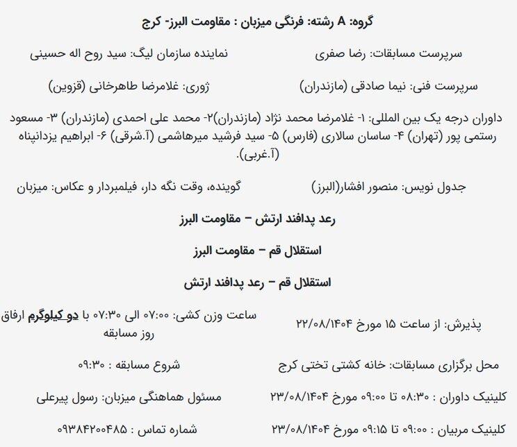 زمان دور برگشت لیگ برتر کشتی فرنگی مشخص شد