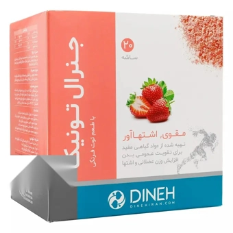 ساشه جنرال تونیک دینه 20 عددی طعم توت فرنگی مجتمع صنایع دینه