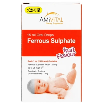 قطره فروس سولفات آمی ویتال 15 ml طعم چند میوه داروسازی امین