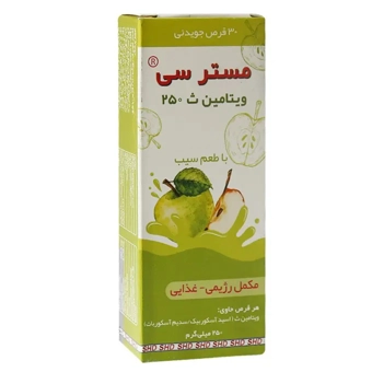 قرص جویدنی مستر سی شهردارو 250 mg 30 عدد طعم سیب سبز داروسازی شهردارو
