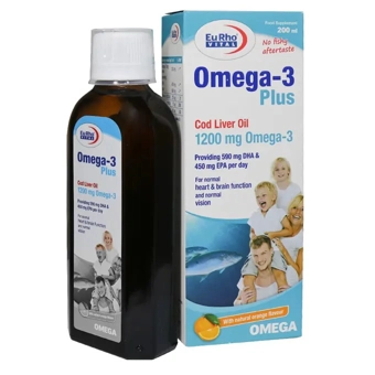 شربت امگا 3 پلاس یوروویتال 200 ml طعم پرتقال حکیمان طب کار