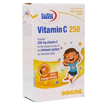 قرص جويدني ويتامين C يوروويتال 250 mg طعم پرتقال 60 عددي حکيمان طب کار