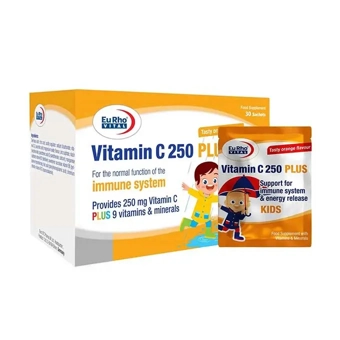 ساشه ویتامین C پلاس کیدز 250 mg یوروویتال 30 عددی طعم پرتقال حکیمان طب کار ایران