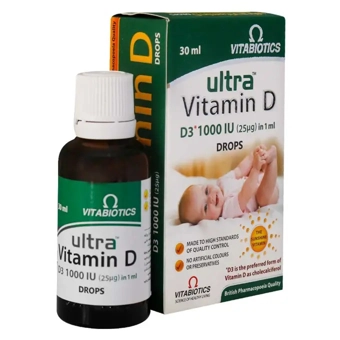 قطره اولترا ویتامین دی 1000 IU ویتابیوتیکس 30 ml طعم آناناس VITABIOTICS انگلستان