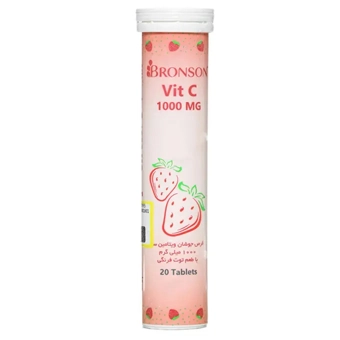 قرص جوشان ویتامین C برونسون 1000 mg 20 عددی طعم توت فرنگی گیتی سلامت آریا